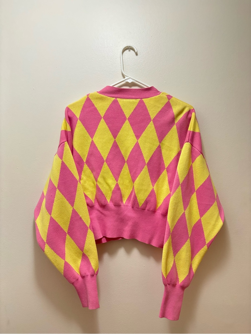 Lazy Oaf Harlequin Cropped Cardigan - whimsy whimsical clown core balloon sleeve - Picture 2 of 5